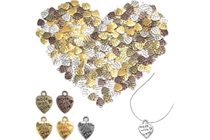 Keboyoe 250 Stück Mini Herz Anhänger Antique Herzanhänger Basteln Metall Charm Anhänger Vintage Herzanhänger Made with Love Anhänger für DIY Handwerk Schmuck Herstellung Zubehör (5 Farben)