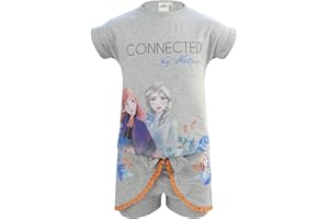Frozen Movie Disney - Bambina - Tutina Completo Estivo Top a Maniche Corte e Short - Elsa e Anna - Cotone - Primavera Estate - Prodotto Originale