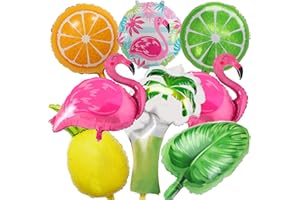 JOBKOO Tropical Balloon Hawaiian Balloons Party Decorations Flamingo Pineapple Coconut Tree Monstera Leaf Mylar Foil Balloon Luau Summer Helium Balloons for Birthday Hawaii Aloha Beach Pool Party Decorations