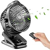 8000mAh Rechargeable USB Desk Fan Clip on Fan z pilotem i wyświetlaczem LED, 5 prędkości 360 ° Rotation, przenośny mały wenty