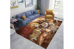 PEIHUODAN Alfombras Salon Grande Tigre Leopardo León Animal Marron Modernas Alfombras de Habitacion Infantiles Juvenil Chico Niño Colores Pequeñas Baño Pelo Corto Fino Lavables Vinilicas (120x160 cm)