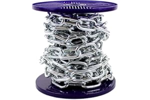 ALI'S DIY Chaîne robuste en acier plaqué zinc brillant avec bobine complète et longueurs de coupe personnalisées disponibles