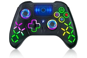 Lapezei Wireless Controller für P-4/P-3 Game Controller Joystick mit Sensor-Touchpad und 3,5 mm Audio-Buchse/Turbo/6-Achsen-Sensorfunktion, kompatibel mit P-4/Pro/Slim/PC Windows 7/8/10/11 -Schwarz