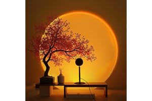 GY Sunset Lamp Sunset Red Projector Light, Sunset Projection LED Light, Sunset aura, Lampe coucher de soleil, Alimenté par USB, pour décoration de la salle de fond de votre propre média