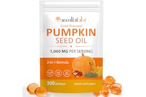 YUEPLATTNMAY Pumpkin Seed Oil Capsules - 300 Softgel - 1000mg Per Serving- Cold Pressed Pumpkins Seed Oil for Hair Growth - Supports Hair, Heart, Skin Supplement | Non-GMO | Gluten Free