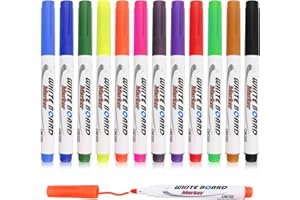 Valicaer 12 szt. markerów suchościeralnych do tablicy, zestaw markerów do białych tablic, 12 kolorów, neonowy, suchościeralny, suchościeralny, do użytku w domu, szkole, biurze, 12 szt