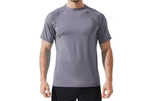 Arcweg Rash Guard Men Short Sleeves Shirt UPF 50+ Elastic Rash Vest Loose Fit Swimming Top Quick Drying Running Vest Sports Top