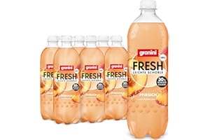 ‎GRANINI granini FRESH Pfirsich (6 x 0,75l), Pfirsich-Erfrischungsgetränk, mit Kohlensäure, echte Früchte, wenig Kalorien, ohne Süßungsmittel, vegan