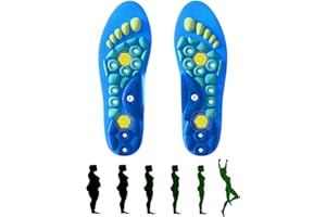 PERECHGES Akupressur Magnetische Einlegesohlen, 1 Paar Akupressur Einlegesohlen Herrn Damen, Magnetische Massage Gel Einlegesohlen Bogen Unterstützung, Reflexologie Relieve Müdigkeit Schmerzen (Blau, 35-39)
