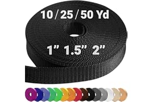 TECEUM Sangle de 38 mm - Noir - 9 m - Solide - pour Escalade en extérieur et intérieur - Bricolage - 3,8 cm - 10 Ans