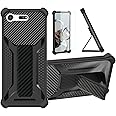 Aroepurt Case Compatible for Sony Xperia Xz Premium Phone Case Cover [with Tempered Glass Screen Protector] Hybrid Case [Folding Support Magnetic] [Frosted anti-fingerprint] Black