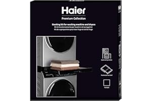 Kit apilamiento universal Haier Premium para lavadoras y secadoras, ahorra espacio, con estante deslizante antivuelco negro, perfecto para lavadoras y secadoras acabado Antracita (Haier Black)