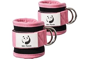 Slim Panda 1 Pair of Fitness Foot Straps Cable Pull, Ankle Straps, Adjustable Foot Cuffs Cable Pull with Double D-Rings and Neoprene Support