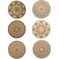 6 Sets De Table Ronds GIONAR PVC - Motifs Bohème Lavables 38cm