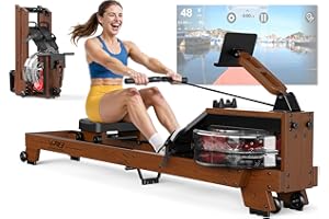 ORISYN Rowing Machine for Home - Foldable Rowing Machines with High-Quality Wood Design, Bluetooth Rowing Machine Water, Suitable User Size from 1.2 m to 2 m, 175 kg Weight Load