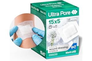 Medrull opatrunek na rany, sterylny, 6 x 7 cm, 75 sztuk, pakowany pojedynczo, ultra pory, miękki plaster na rany, duża siła klejenia, chroni przed zadrapaniami w przypadku skaleczeń