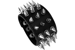 MILAKOO unisex in metallo nero borchiato con borchie punk rock motociclista cinturino largo cinturino in pelle con cinturino regolabile