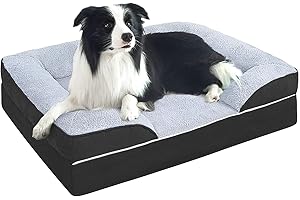 Uilkbyu Orthopedic Dog Beds for Large Dogs, Memory Foam Dog Beds Large Dog Bed Washable with Removable Cover & Nonskid Bottom, 91x71x17cm