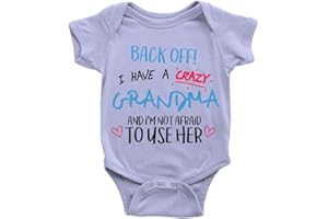 KICKASS TEES Back Off I Have A Crazy Grandma Babygrow Funny Joke New Baby Gift Birthday