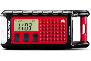 Midland ER300 Pro C1663 – AM/FM nödradio och USB-C externt batteri för 2 , uppladdningsbart Li-Ion-batteri, 10 000 mAh, integrerad Bluetooth