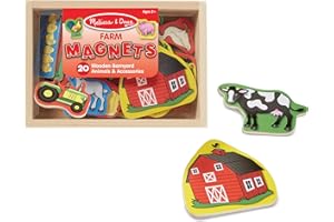 Melissa & Doug Wooden Farm Animal Magnets Set, 20 Fridge Magnets in a Box for Toddlers, Barnyard Educational Toys for Boys and Girls, Preschool Learning Toys for Age 2+