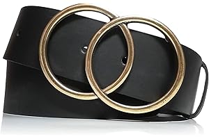 almela - Cinturón mujer - Piel legitima - Hebilla aros en oro viejo - 4 cm de ancho - Moda joven - 40mm - Cuero - Hebilla redonda de anillos - Cinto - Correa - Leather Woman belt