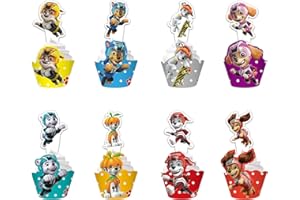 UdacA Tortendeko Kinder, 48 Stück Dog Cupcake Topper Deko Tortendeko, Tortenaufleger Geburtstag für Kinder, Figuren Torte, Tortendeko Kindergeburtstag