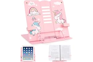 KETIEE Atril para Libros de Metal Plegable, Soporte Libros para Estudiar Soporte de Lectura para Libros Ajustable Atril Estudio Oposiciones Soporte de Lectura de Cocina (Rosa)