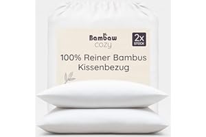 Bambaw Kissenbezug 80x80 Bambus, 2-er Pack, Anti Schweiß Bettwäsche, für Allergiker antibakteriell und Anti Milben Bettwäsche, atmungsaktive und kühlende Kopfkissen 80x80 cm (Weiß)