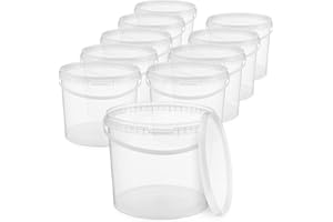 BenBow Cubo con Tapa 5l Transparente 10x 5 litros - Seguro para los Alimentos, Estable, hermético, contenedor de Almacenamiento de plástico, con asa - vacío