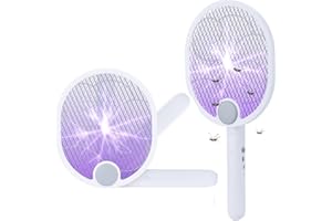 Feloyal Raquette tapette électrique 3 en 1 Raquette anti-moustique électrique pliable 2200 V USB rechargeable 1200 mAh raquette tue-moustiques pour intérieur et extérieur