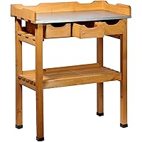 dobar 29030e Praktischer Pflanztisch mit 3 Schubladen und 2 Ablageflächen aus imprägniertem Kiefernholz, 80 x 40 x 90 cm
