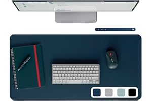 Tapis de bureau grand format Leitz : Sous-main de bureau imperméable antidérapant, tapis clavier souris pour bureau ou maison. Durable, résistant aux rayures, facile à nettoyer (80x40cm, bleu foncé)