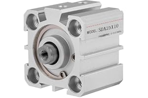 JANZOOM Cilindro pneumatico, Cilindro pneumatico pneumatico a doppio effetto in alluminio a corsa alesaggio da 10 mm con foro SDA25-10