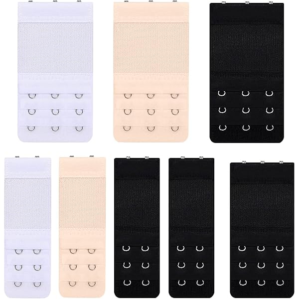 Estensore Reggiseno Donna - 9 Pezzi Morbidi Con 3 File Di Ganci | Allunga Il Reggiseno | Bianco, Nero E Pelle