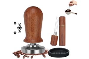 Foyucool Tamper per Caffè, Set di 3, Pressino Magnetico Aghi, Tappetino Silicone, Molla Interna, Strumento Perfetto per Espresso