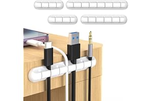 JANREAY Uchwyt na kable z klipsami do kabli, 4 opakowania, uniwersalny zestaw organizerów do zarządzania kablami, na biurko, kabel audio, kabel sieciowy, kabel USB do ładowania (biały)