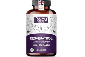RAIBU Resveratrol Supplement - 98% Pure Trans Resveratrol - Highly Bioavailable & Enhanced Absorption with Piperine - 525 mg per Capsule, 60 Servings - Antioxidant Support