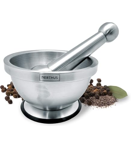 Mortaio E Pestello In Acciaio Inox 304, Set Con Coperchio In PP, Antiscivolo, Per Spezie, Pesto, Guacamole E Aglio, Facile Da Pulire, Disponibile In 3 Misure