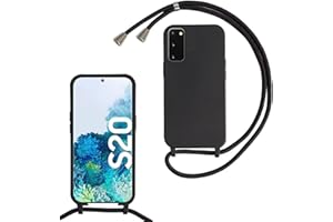 MBSLFY Silikon Handykette für Samsung Galaxy S20 Hülle mit Band,Verstellbarer Halskette Handyhülle,Necklace Hülle mit Band, Handyhülle für zum Umhängen,Case mit Schnur,Schwarz