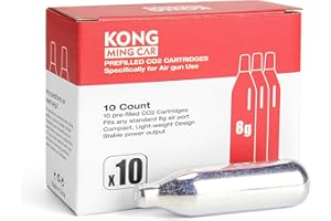 KONG MING CAR Cartouches CO2, Bouteille de gaz CO2 Haute pureté avec boîtier en Acier, sans Huile & Conception Anti-Fuite pour appareils pneumatiques & Accessoires