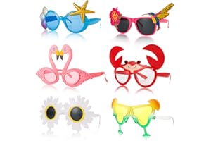 ALTcompluser 6 Pairs Novelty Hawaiian Sunglasses with Different Shapes,Beach Tropical Party Glasses Funny Photo Prop Supplies for Children Adults