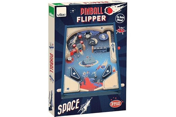 Vilac - Flipper de l'espace - Jeu d'Ambiance - Développe la Dextérité - Décoration de Chambre - Design Vintage Unique - pour Enfants à Partir de 5 Ans - 2378