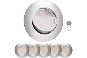 ‎SCANDINAVIAN HOME LYSEA Scandinavian home 6er Set LED Spot 230V Dimmbar WarmDim 5,8W Warmweiß Schwenkbar 68mm - 75mm I Badezimmer IP44 I CRI 90 500lm 3000K I Edelstahldesign I LED Einbaustrahler Deckeneinbauleuchte flach