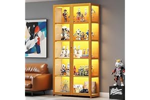 SCRIBORA Vitrina de 5 pisos de pie, armarios Curio, estantería con puertas, puertas acrílicas transparentes, vitrina de coleccionista para sala de estar, oficina, libros, sala de juegos (Doble puerta marrón)