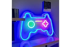 MEDE Dimmable Game Neon Sign, Glass Gaming Neon Light Sign Powered by USB with Switch, Blue Led Light Sign for Bedroom Wall Decor Game Room Party Decoration