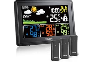 BALDR Stazione meteo radio con 3 sensori esterni, termometro igrometro bianco