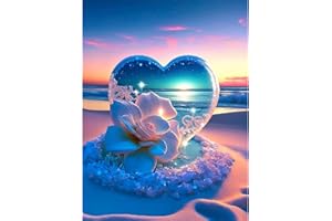 QENSPE Diamond Painting Kits for Adults, Crystal Heart Diamond Art Kits Full Drill 5D Flowers Diamond Painting Kit for Kids Beginners, DIY Crystal Picture Art for Home Wall Decor 30x40cm