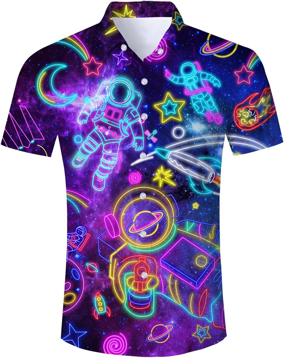ALISISTER Mens Hawaiian Shirt 3D Print Casual Button Down Ugly Shirts Beach Holiday Aloha Short Sleeve Shirt