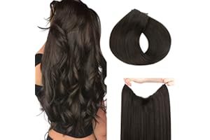 hotbanana Extension Capelli Veri con Filo Invisibile, 45cm 95g Marrone Scuro Capelli Umani Remy Lisci, Invisible Wire Hair Extensions, Extension in Capelli Veri Invisibles
